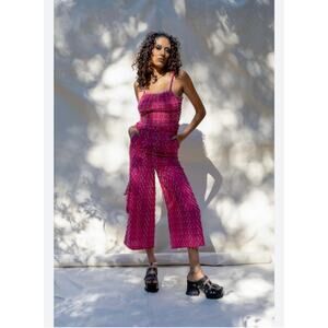 Abacaxi Sara Smocked Tasseled Cargo Pocket Jumper Small